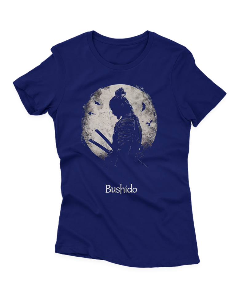 Camiseta Manga Curta Feminina Silhueta Lua Samurai Bushido
