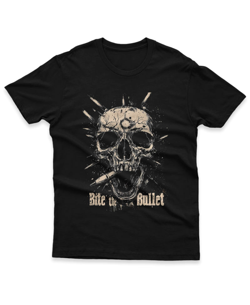 Camiseta Manga Curta Unisex Frase Bite the Bullet