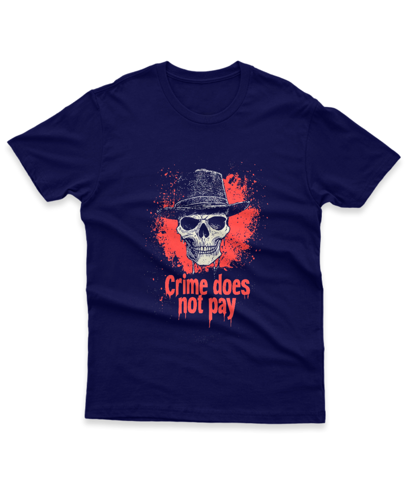 Camiseta Manga Curta Unisex Frase Crime Does Not Pay