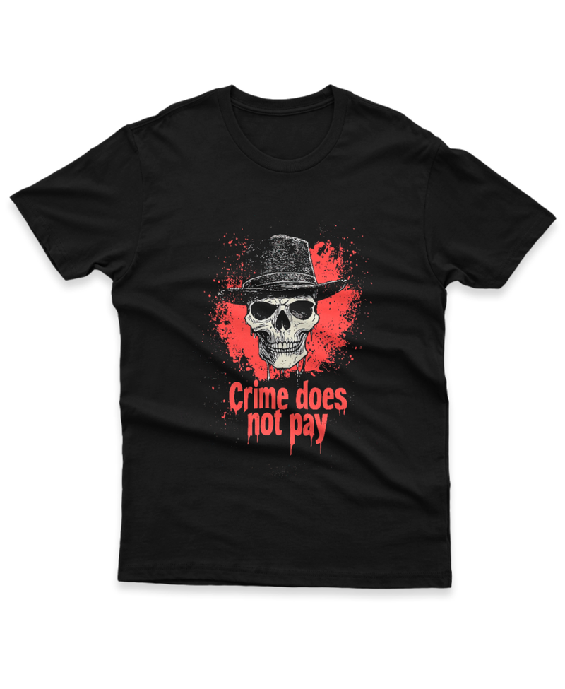 Camiseta Manga Curta Unisex Frase Crime Does Not Pay