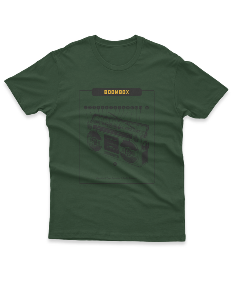 Camiseta Manga Curta Unisex Boombox Tape Recorder & Radio Receiver