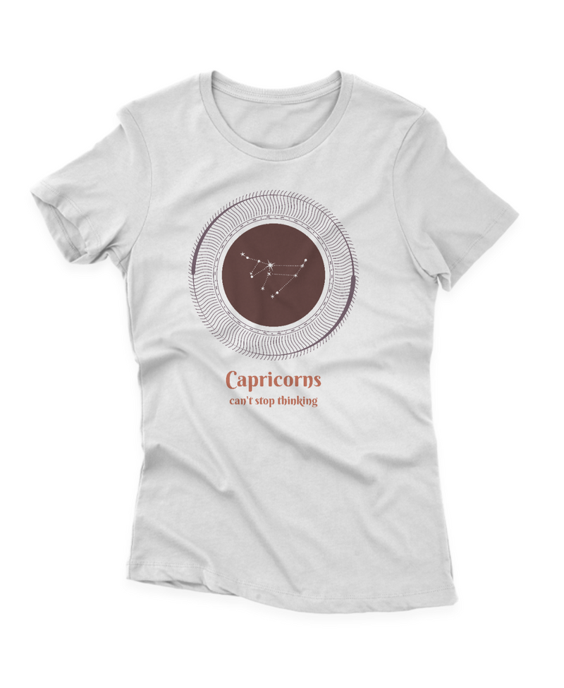 Camiseta Manga Curta Feminina Signos Capricorns Can't Stop Thinking