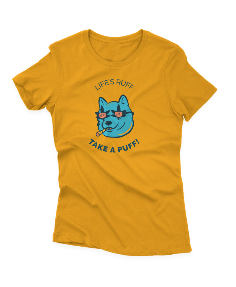 Camiseta Manga Curta Feminina Life's Ruff Take a Puff