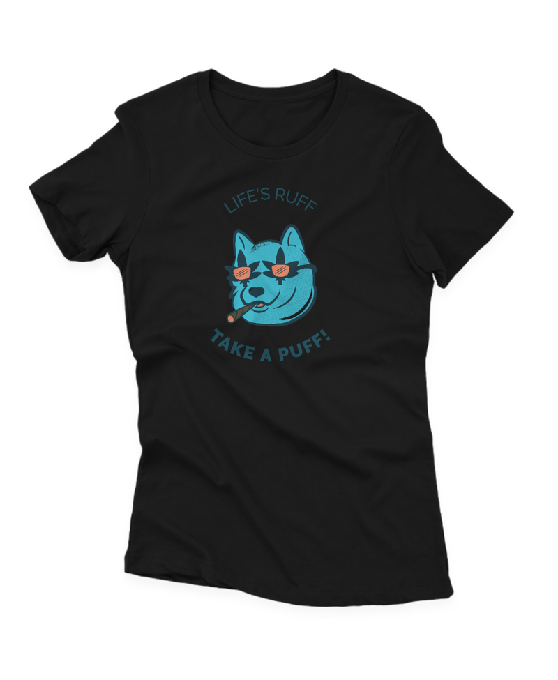 Camiseta Manga Curta Feminina Life's Ruff Take a Puff